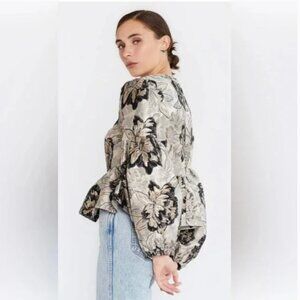 Mille Resort and Travel Ophelia Top in Black Brocade Size XXS
